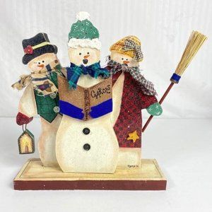 Christmas Wooden Snowmen Decoration‎ HandPainted Primitive Folk Art Winter Decor